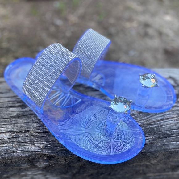 Clear Jellie Rhinestone Bling Bling Sandals - Picture 2 of 8